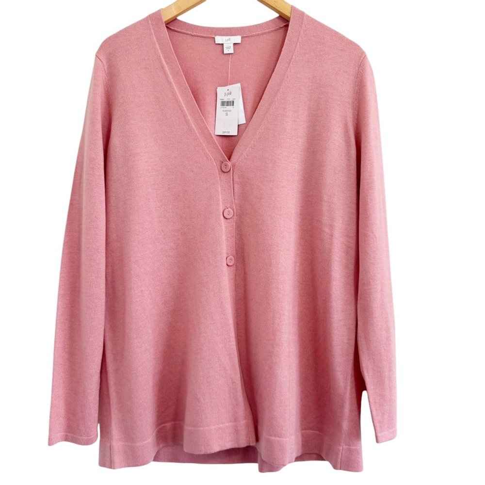J. Jill Wool Blend Pink Three Button Cardigan NWT Small
